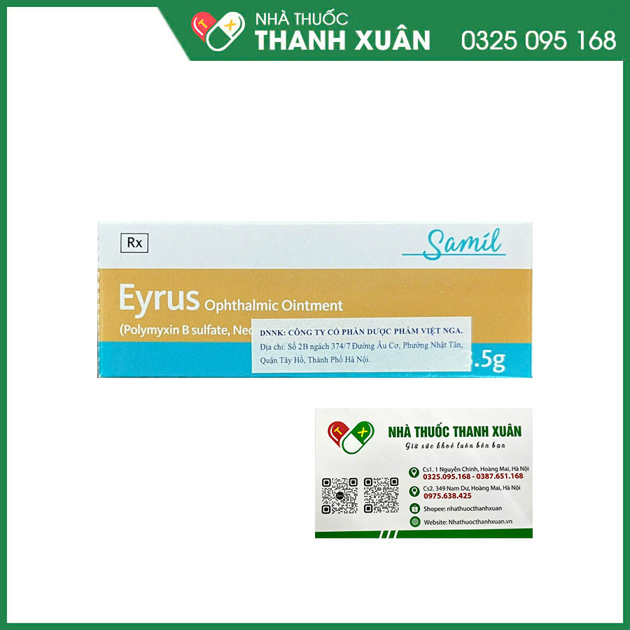 Eyrus Ophthalmic Ointment thuốc phòng và điều trị viêm kết mạc, viêm bờ mi và viêm giác mạc